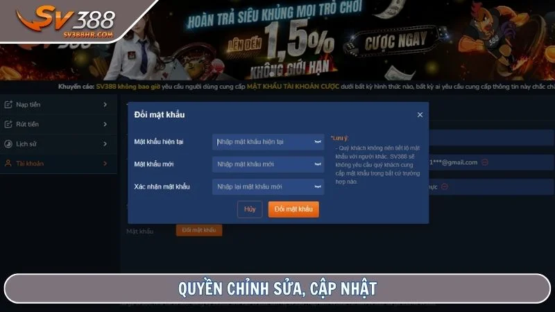 Quyền chỉnh sửa, cập nhật