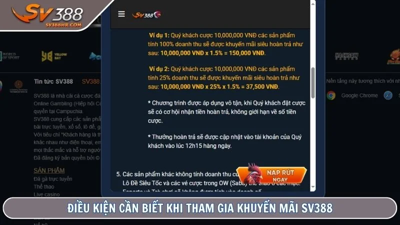 Điều kiện cần biết khi tham gia khuyến mãi SV388
